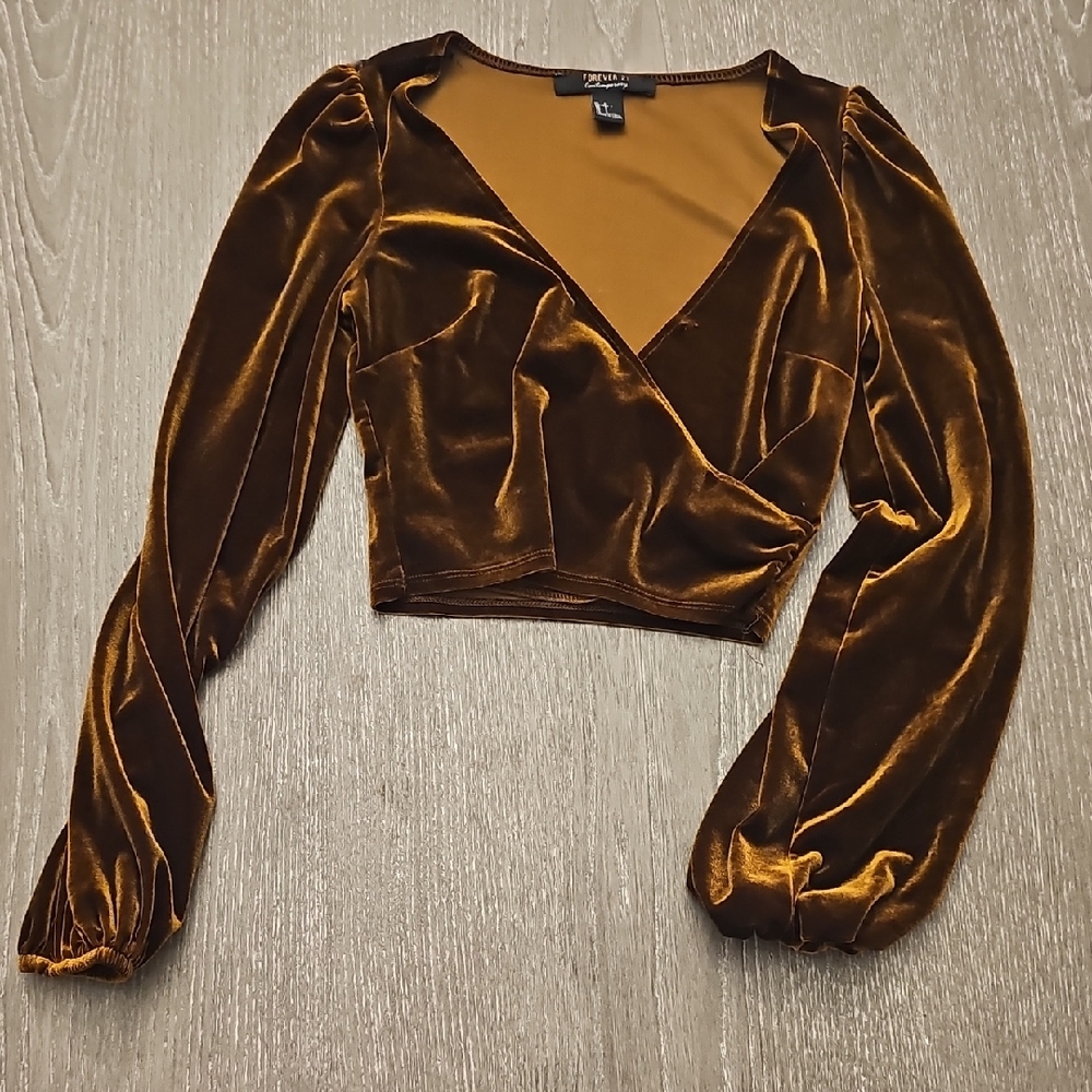 Zara Velvet Wrap Blouse in Rich Brown